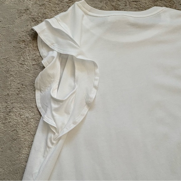 Michael Kors White Flutter Sleeve T Shirt Size Medium - Picture 9 of 9